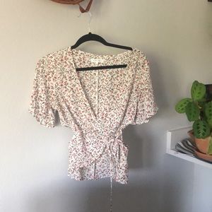 Floral wrap top